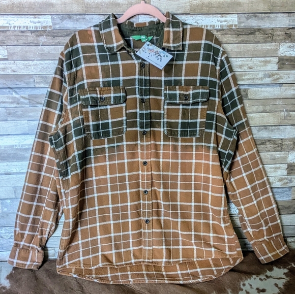 Five Finger Death Punch Upcycled Dip Dye Bleach Flannel Shirt - Picture 10 of 15